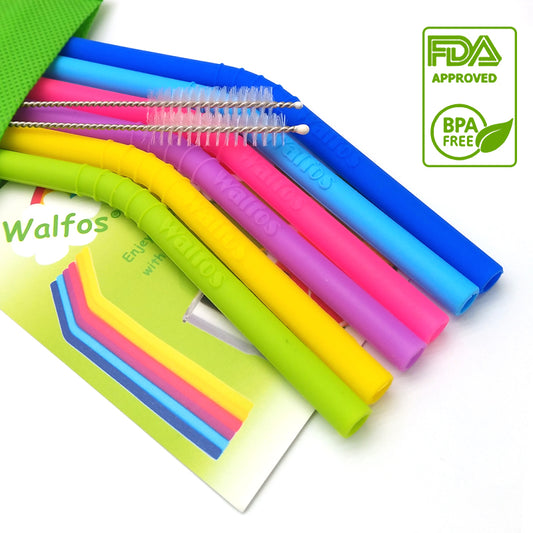 6 pcs Reusable Silicone Drinking Straws