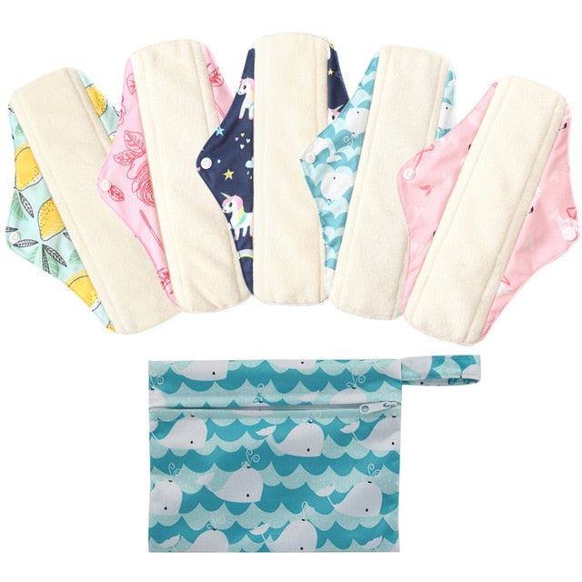 5Pcs. Reusable Sanitary Napkins (1 wet bag incl.)