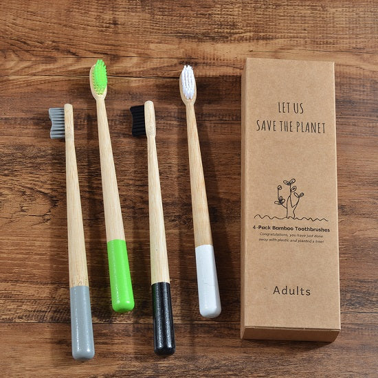 New! 5-Pack bamboo toothbrushes for adults