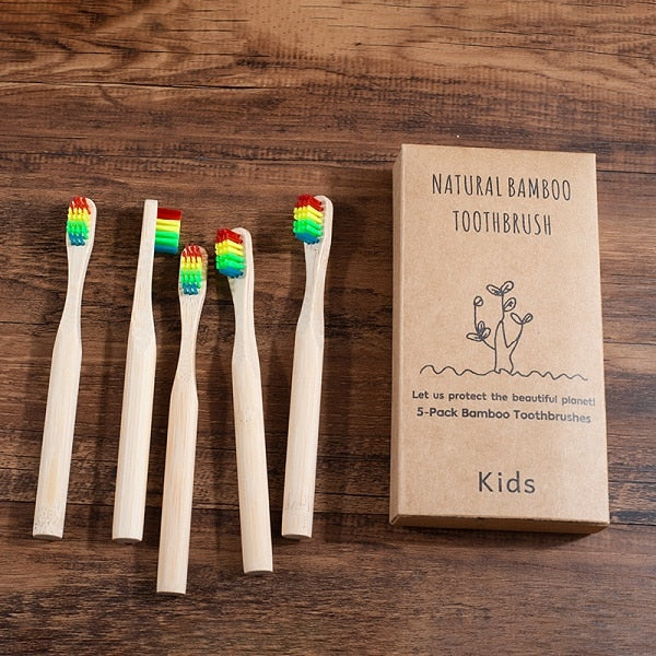 New! 5-Pack bamboo toothbrushes for adults