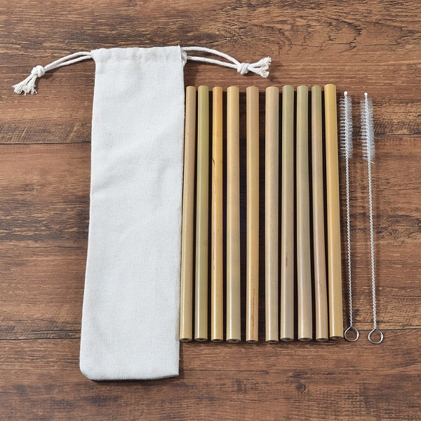 Bamboo straws w/ travel case