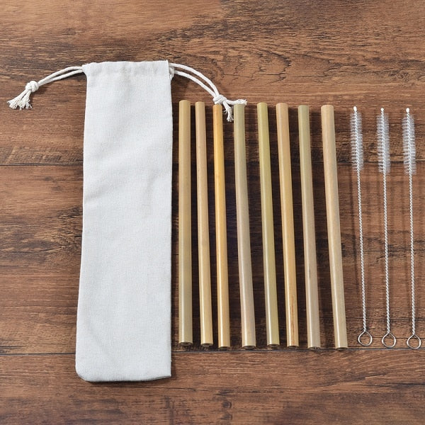 Bamboo straws w/ travel case