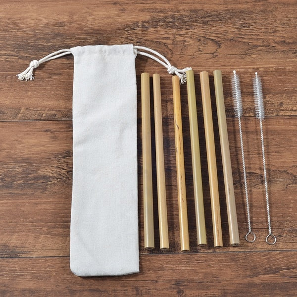 Bamboo straws w/ travel case