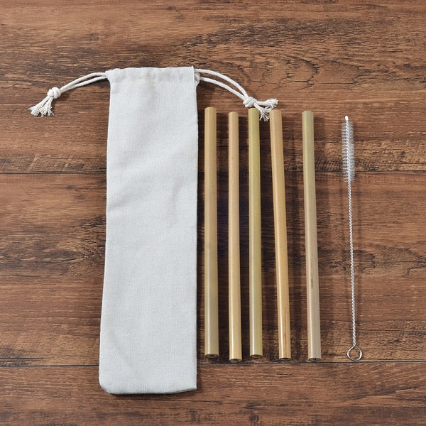 Bamboo straws w/ travel case