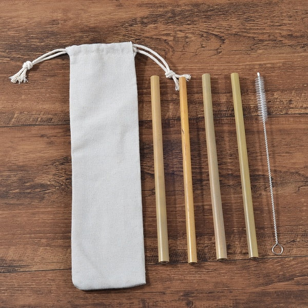 Bamboo straws w/ travel case