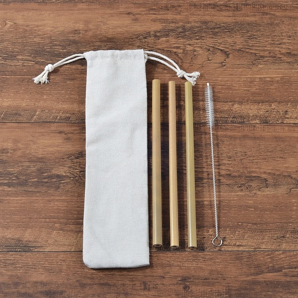 Bamboo straws w/ travel case