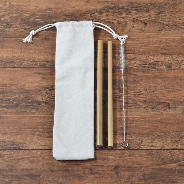 Bamboo straws w/ travel case