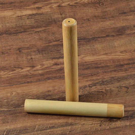 Bamboo travel case for toothbrush