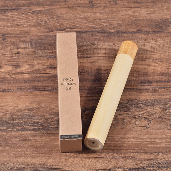 Bamboo travel case for toothbrush